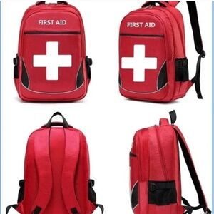 First Aid Bag Emergency Medical Bag Multi-Pocket Red Empty NWT